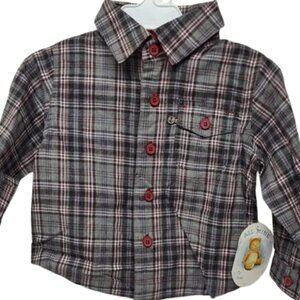 All Mine 18 Month Long-sleeved Holiday Bear Grey Flannel 100% Cotton NWT